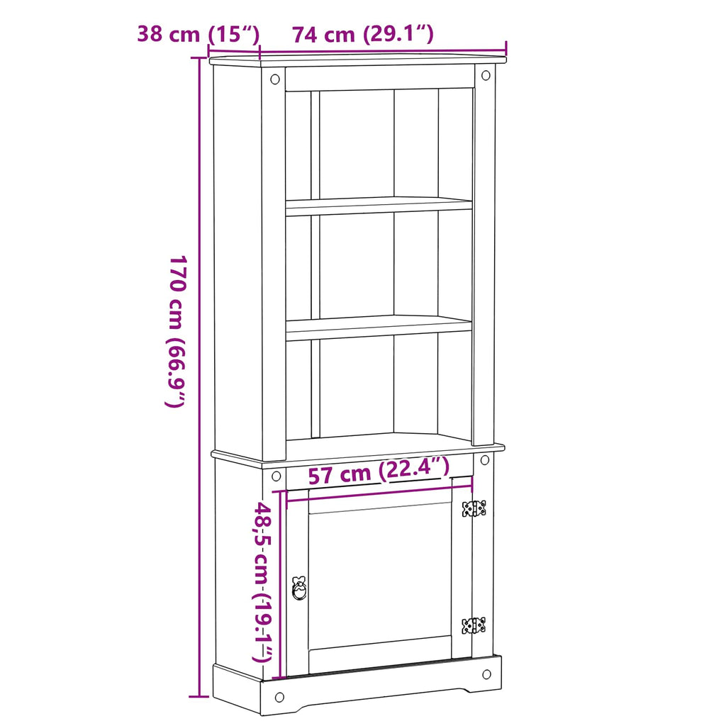 vidaXL Highboard Biały 74 x 38 x 170 cm Lite drewno sosnowe