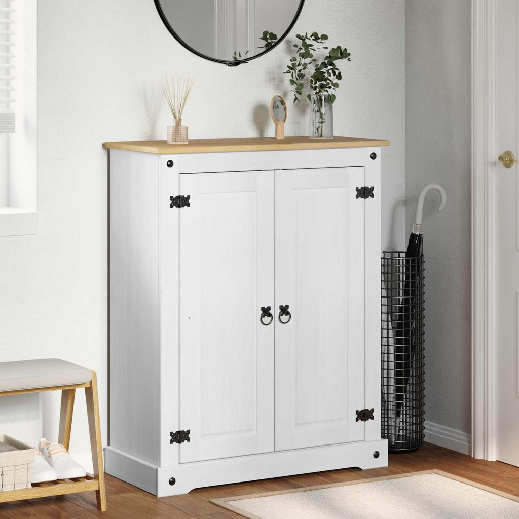 vidaXL Szafka na buty Biały 86 x 38,5 x 108 cm Lite drewno sosnowe