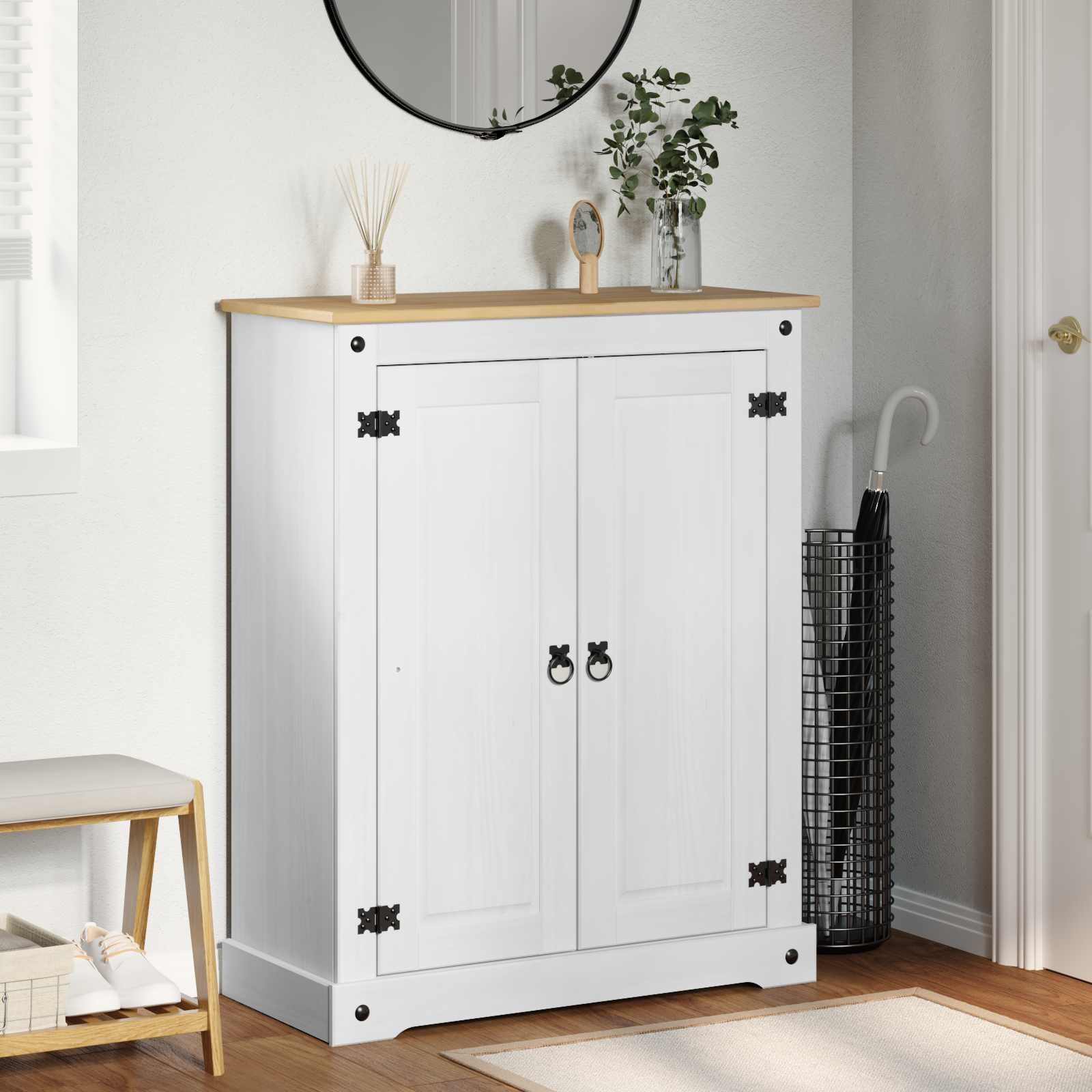 vidaXL Szafka na buty Biały 86 x 38,5 x 108 cm Lite drewno sosnowe
