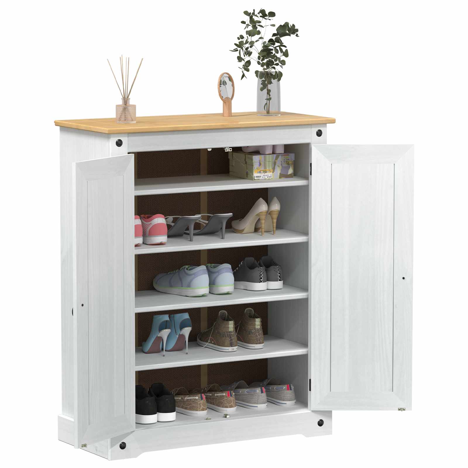 vidaXL Szafka na buty Biały 86 x 38,5 x 108 cm Lite drewno sosnowe