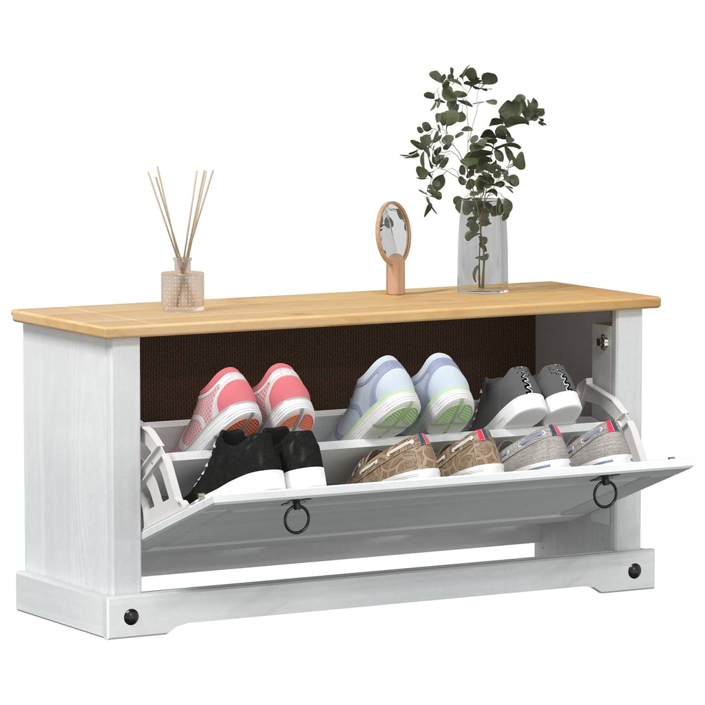 vidaXL Szafka na buty Corona Biały 99 x 32 x 49 cm Lite drewno sosnowe