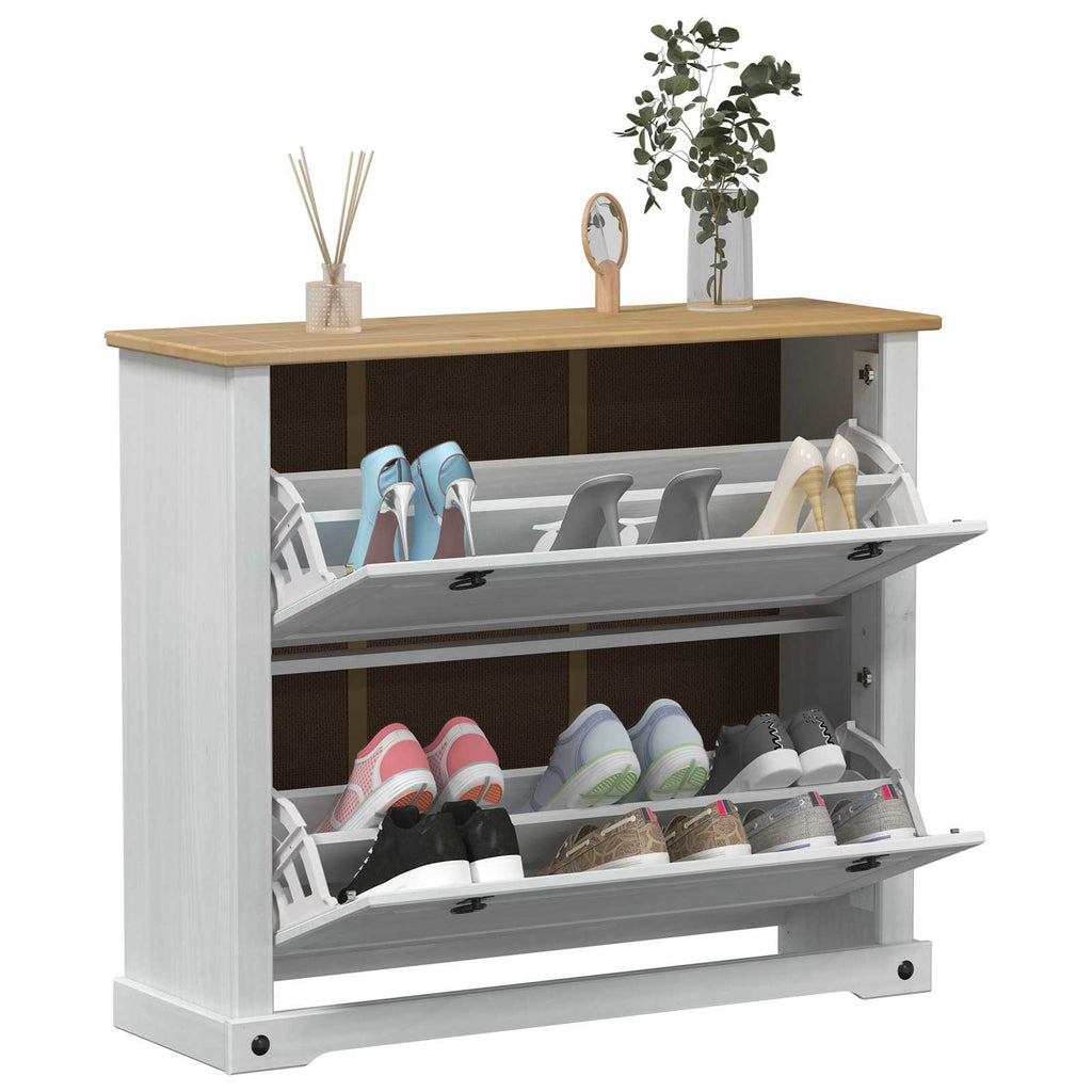 vidaXL Szafka na buty Corona Biały 99 x 32 x 85 cm Lite drewno sosnowe