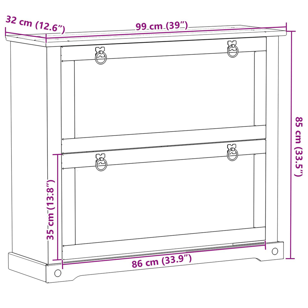 vidaXL Szafka na buty Corona Biały 99 x 32 x 85 cm Lite drewno sosnowe