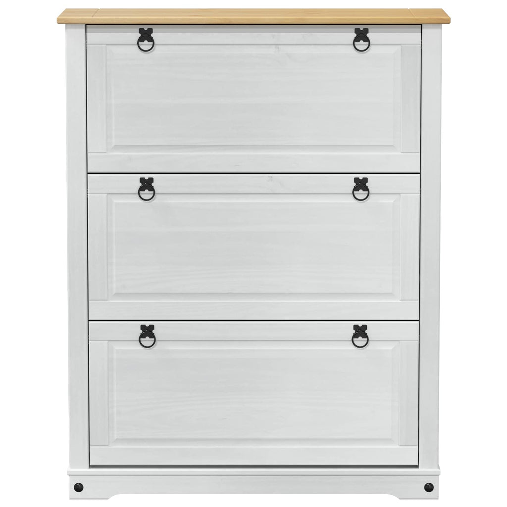 vidaXL Szafka na buty z szufladą z półką Corona Biały 99 x 32 x 122 cm