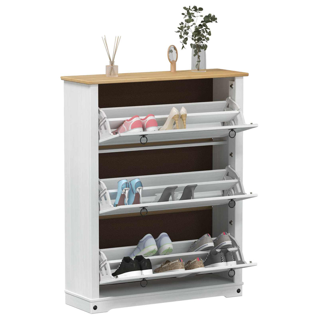 vidaXL Szafka na buty z szufladą z półką Corona Biały 99 x 32 x 122 cm