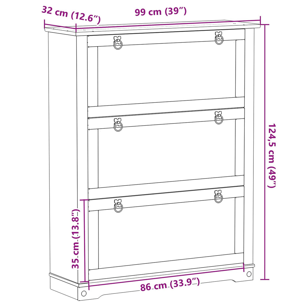 vidaXL Szafka na buty z szufladą z półką Corona Biały 99 x 32 x 122 cm