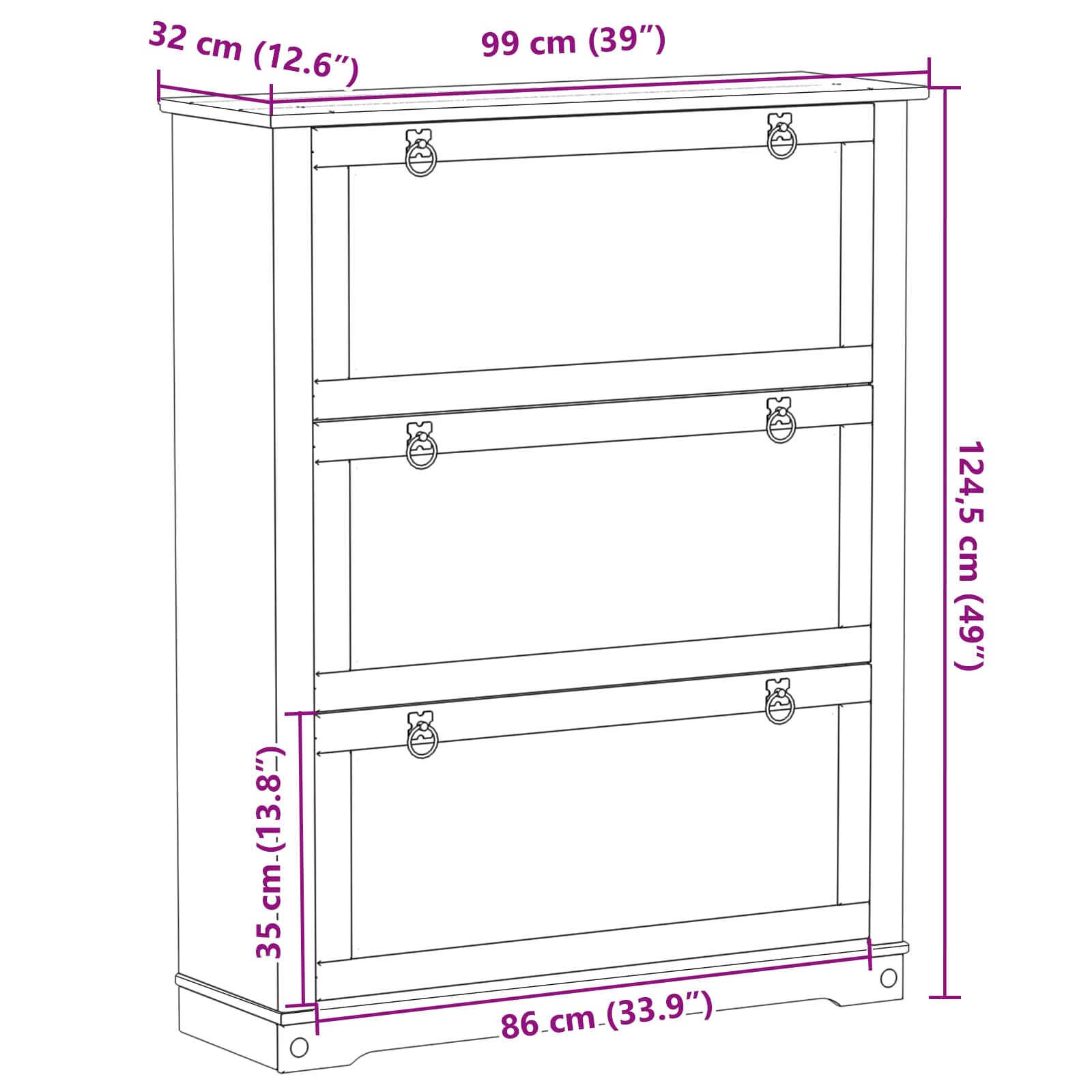 vidaXL Szafka na buty z szufladą z półką Corona Biały 99 x 32 x 122 cm