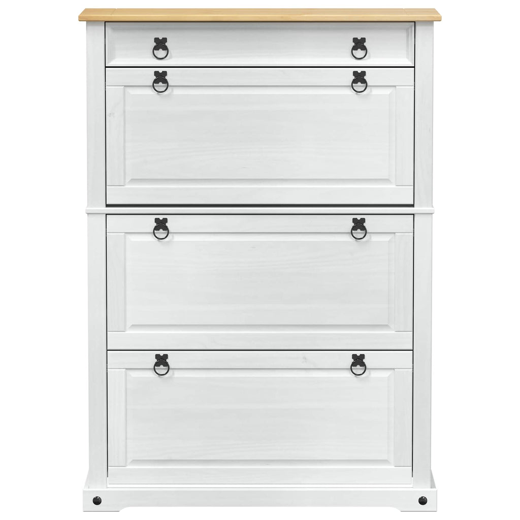 vidaXL Szafka na buty z szufladą z półką Corona Biały 99 x 32 x 138 cm