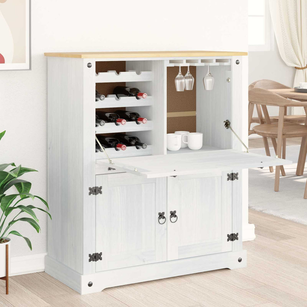 vidaXL Szafka na wino Biały 97 x 45 x 114 cm Lite drewno sosnowe