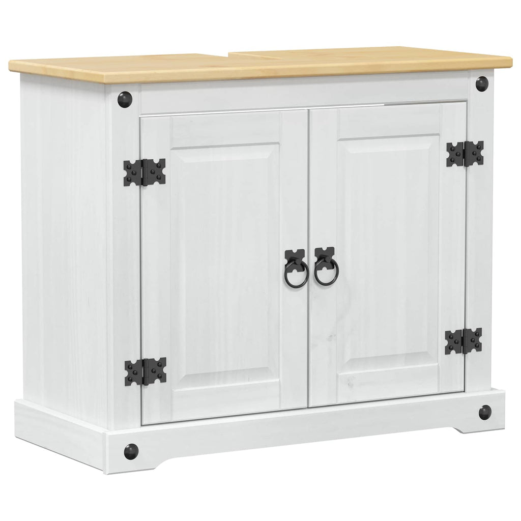 vidaXL Szafka umywalkowa Biały 73 x 33 x 60 cm Lite drewno sosnowe