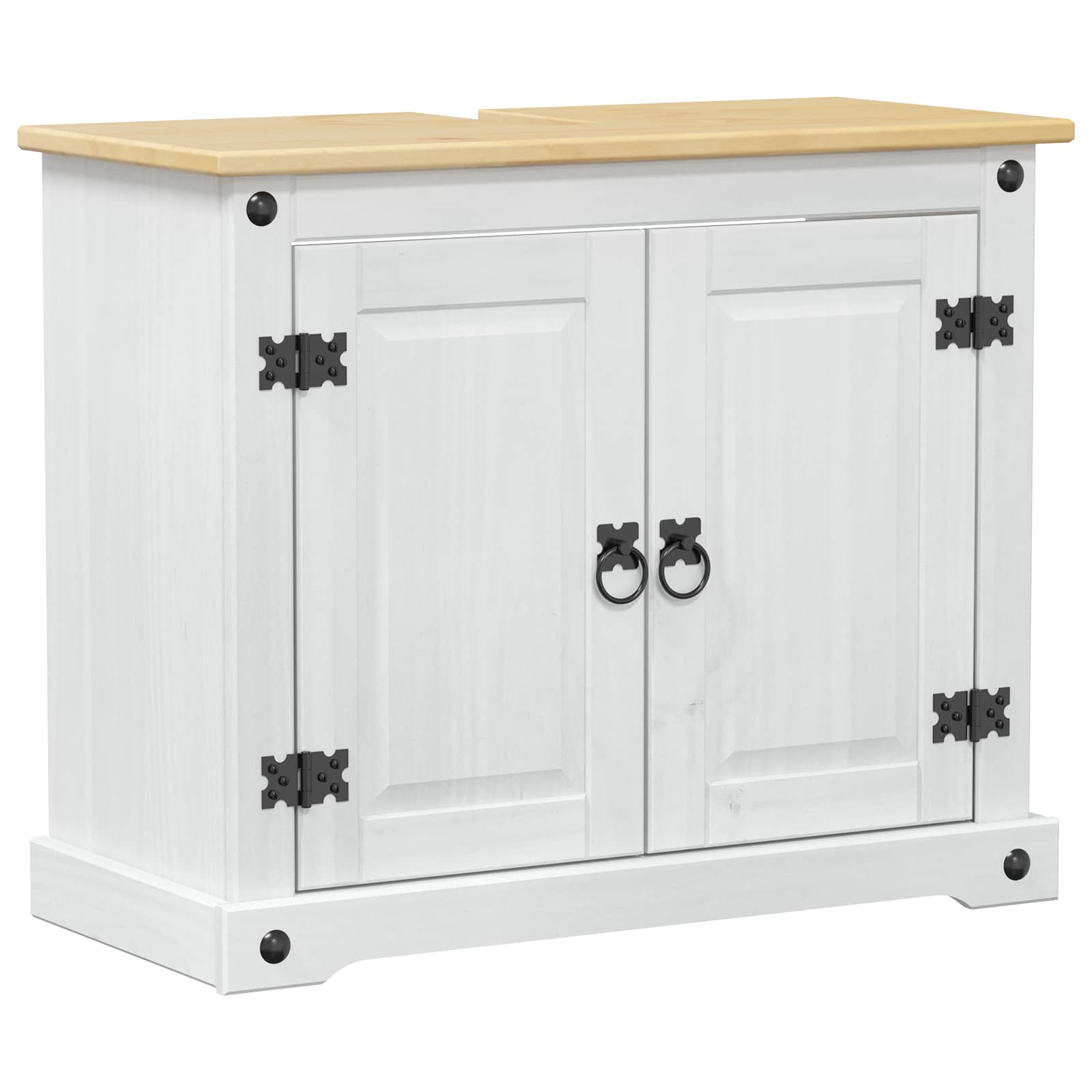 vidaXL Szafka umywalkowa Biały 73 x 33 x 60 cm Lite drewno sosnowe