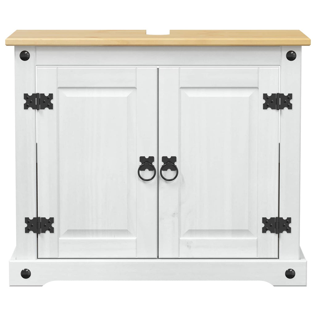 vidaXL Szafka umywalkowa Biały 73 x 33 x 60 cm Lite drewno sosnowe