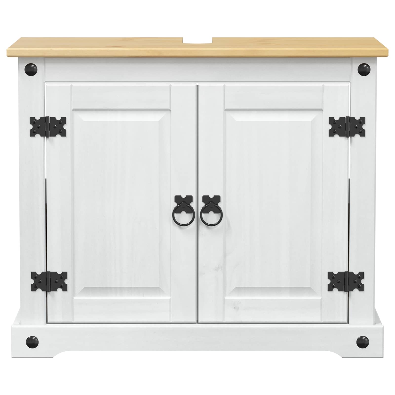 vidaXL Szafka umywalkowa Biały 73 x 33 x 60 cm Lite drewno sosnowe