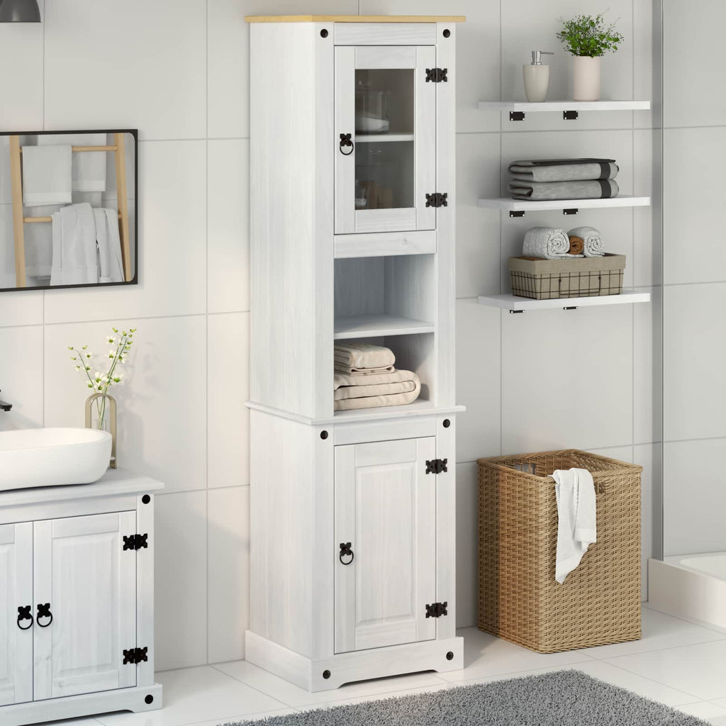 vidaXL Szafka Łazienkowa Biały 50 x 40 x 185 cm Lite drewno sosnowe