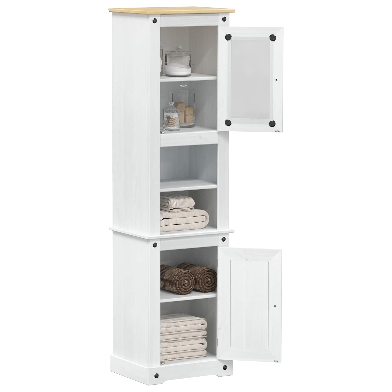 vidaXL Szafka Łazienkowa Biały 50 x 40 x 185 cm Lite drewno sosnowe