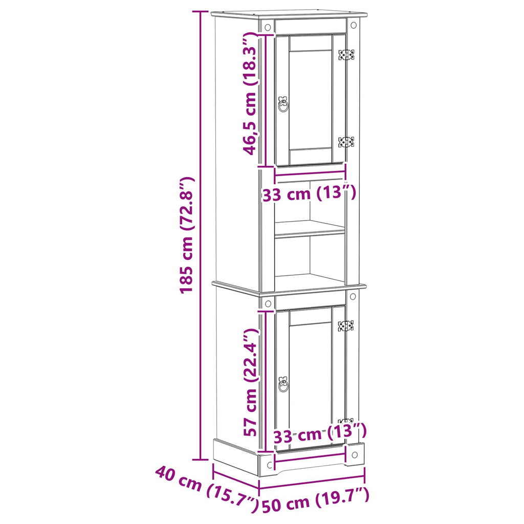 vidaXL Szafka Łazienkowa Biały 50 x 40 x 185 cm Lite drewno sosnowe