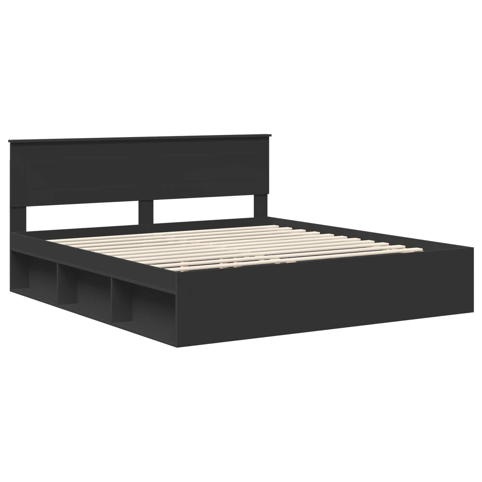 vidaXL Ramka łóżka Czarny 200 x 200 cm Materiał drewnopochodny