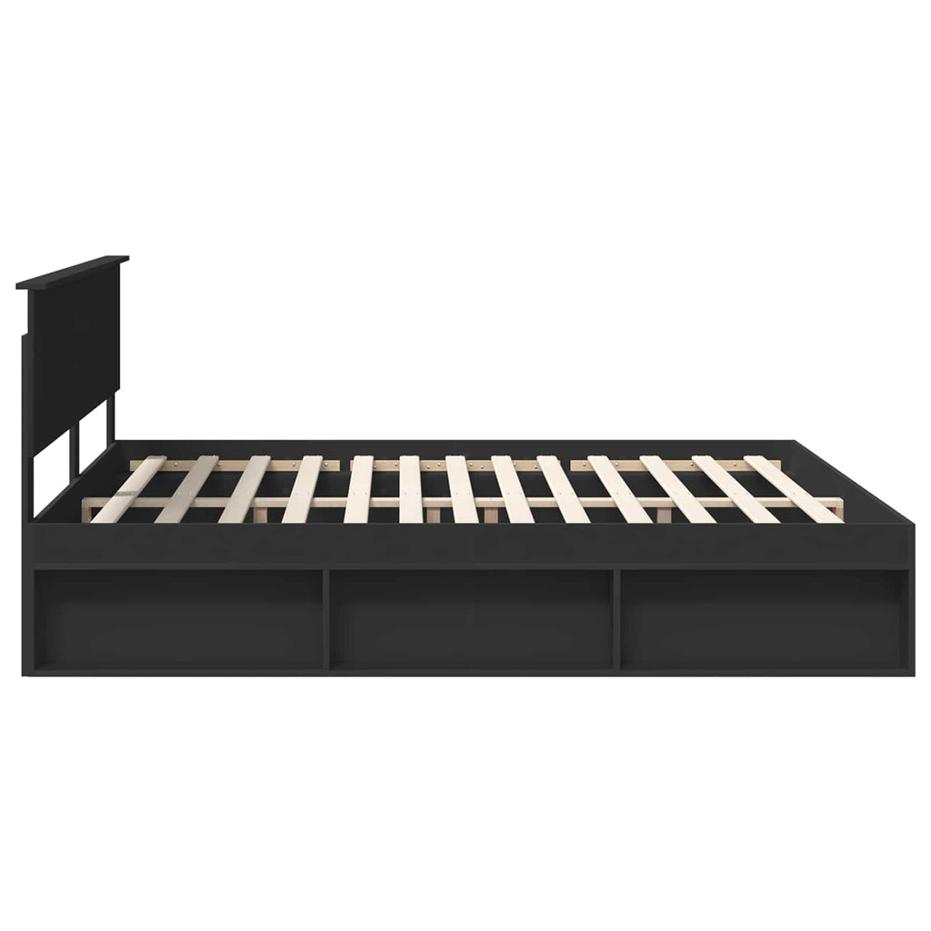 vidaXL Ramka łóżka Czarny 200 x 200 cm Materiał drewnopochodny