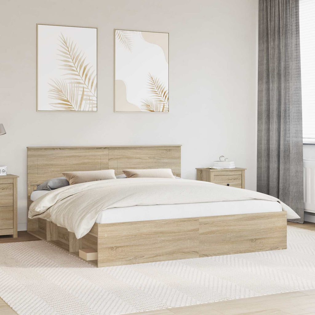 vidaXL Ramka łóżka Sonoma 200 x 200 cm Materiał drewnopochodny