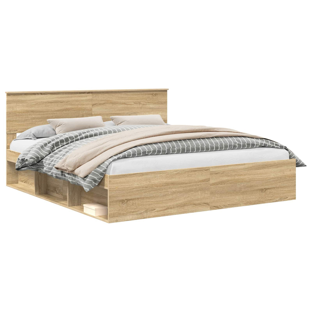 vidaXL Ramka łóżka Sonoma 200 x 200 cm Materiał drewnopochodny