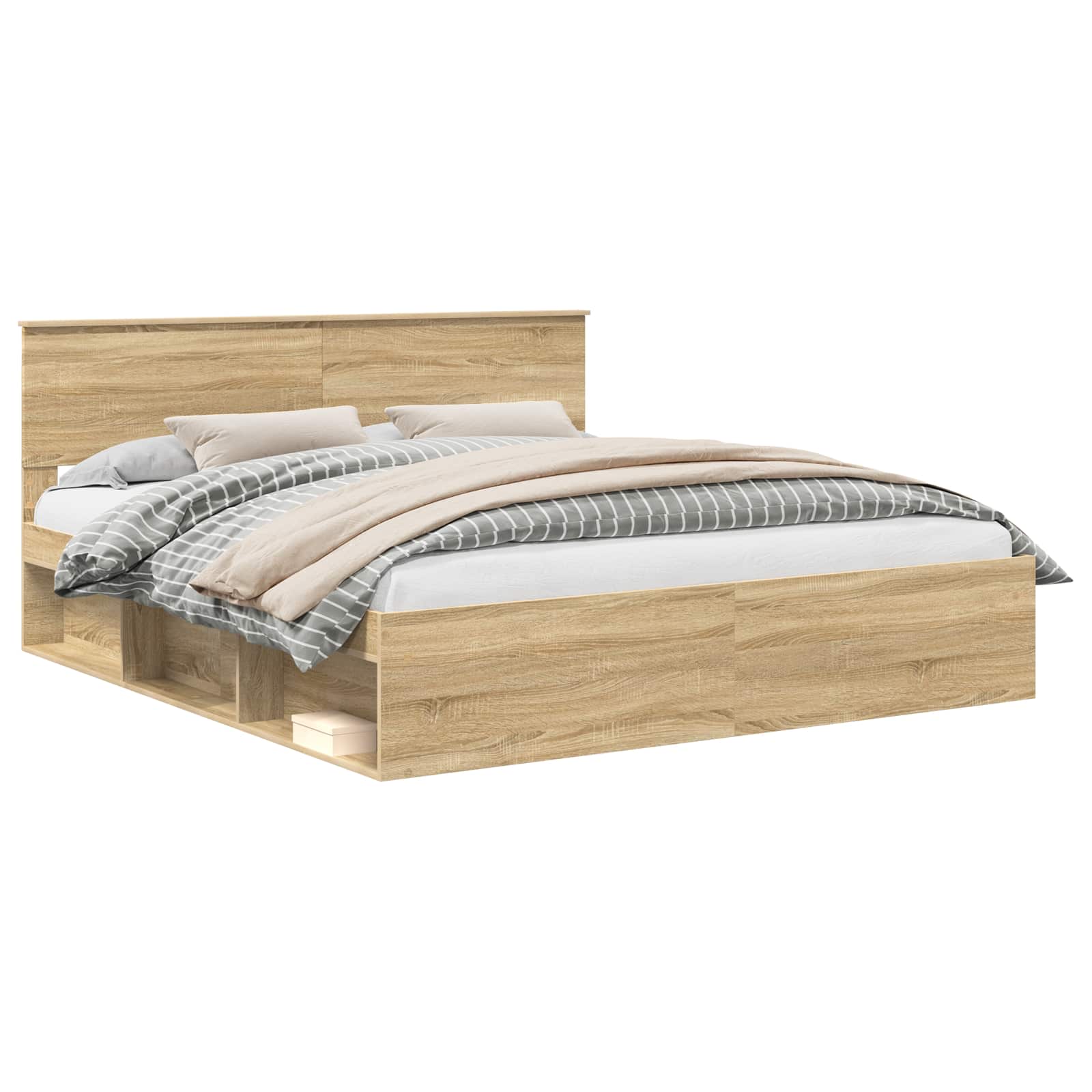 vidaXL Ramka łóżka Sonoma 200 x 200 cm Materiał drewnopochodny