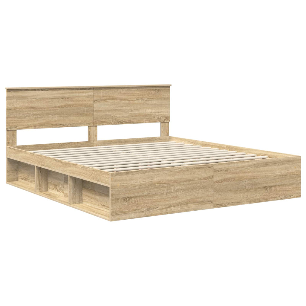 vidaXL Ramka łóżka Sonoma 200 x 200 cm Materiał drewnopochodny
