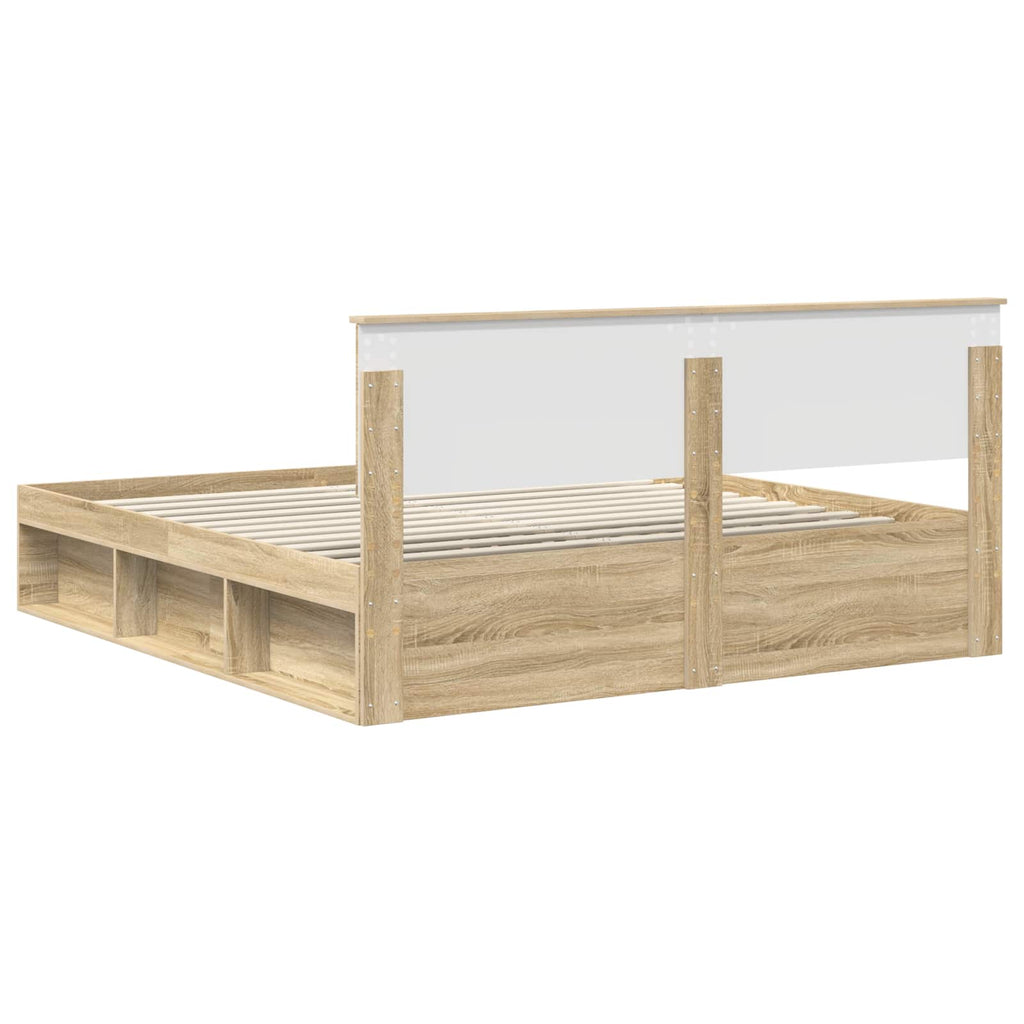 vidaXL Ramka łóżka Sonoma 200 x 200 cm Materiał drewnopochodny