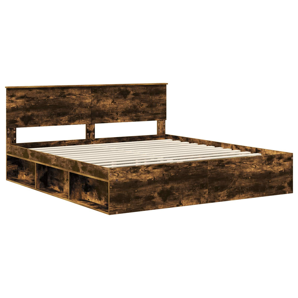vidaXL Ramka łóżka Dąb wędzony 200 x 200 cm Materiał drewnopochodny