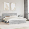 vidaXL Ramka łóżka Szary Sonoma 200 x 200 cm Materiał drewnopochodny