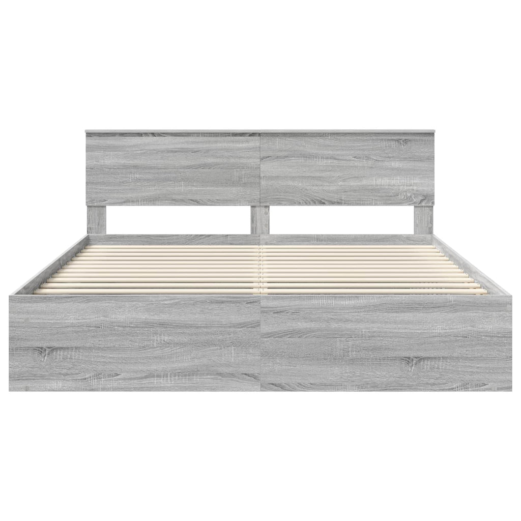vidaXL Ramka łóżka Szary Sonoma 200 x 200 cm Materiał drewnopochodny