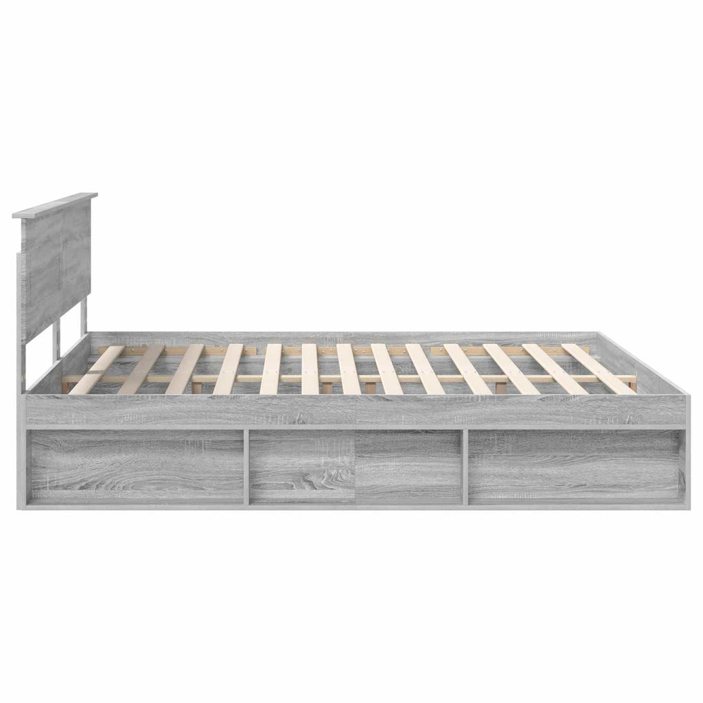 vidaXL Ramka łóżka Szary Sonoma 200 x 200 cm Materiał drewnopochodny