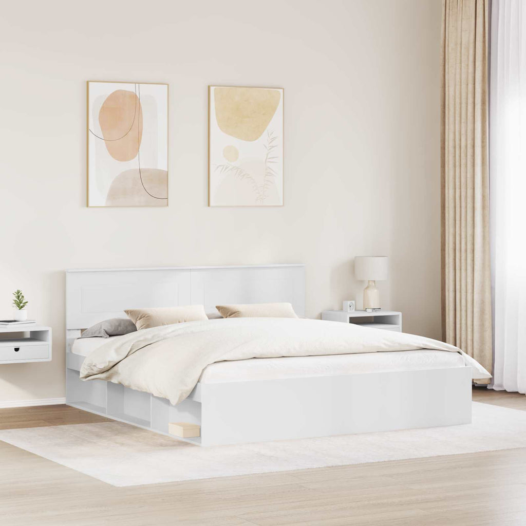 vidaXL Ramka łóżka Biały 180 x 200 cm Materiał drewnopochodny