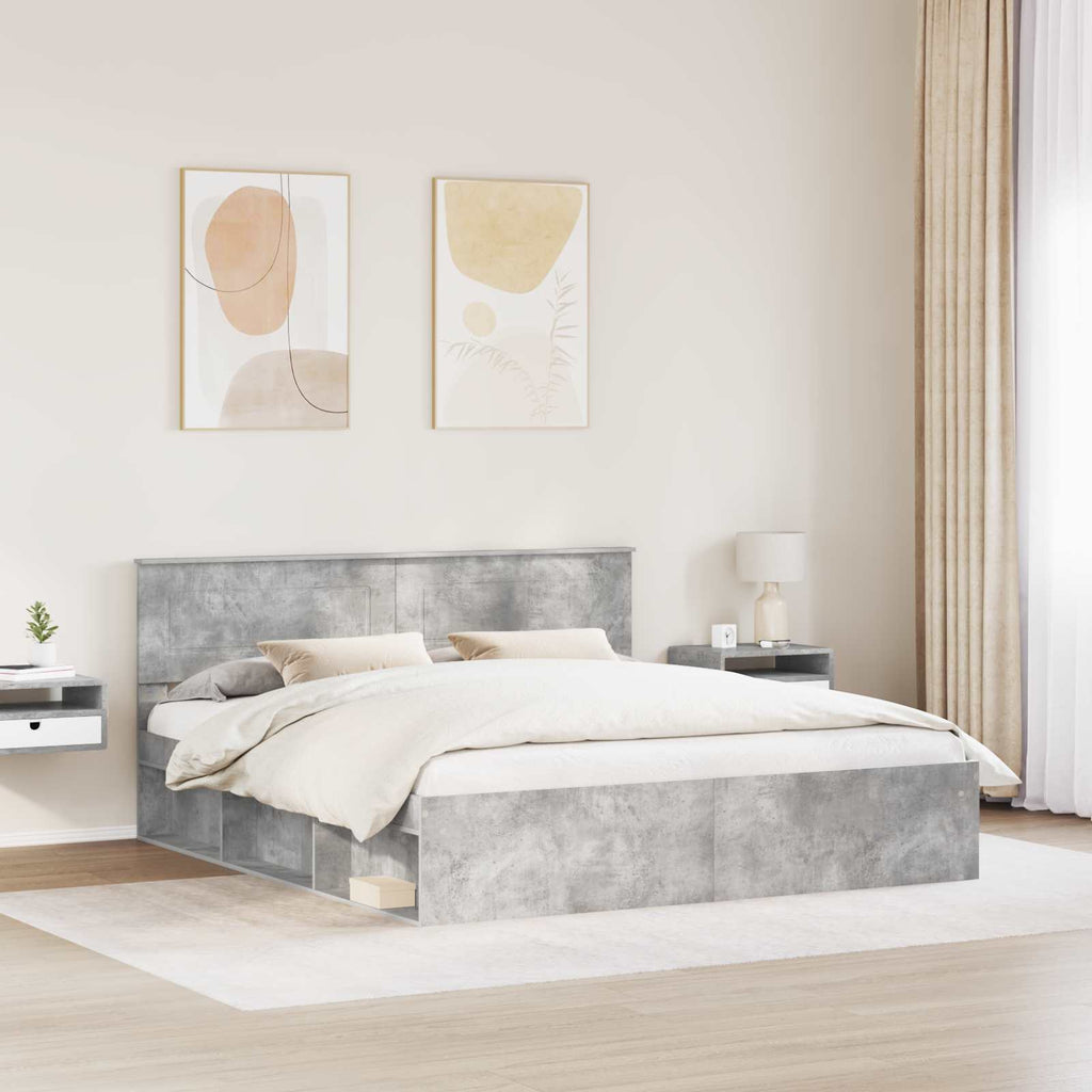 vidaXL Ramka łóżka Betonowy 180 x 200 cm Materiał drewnopochodny