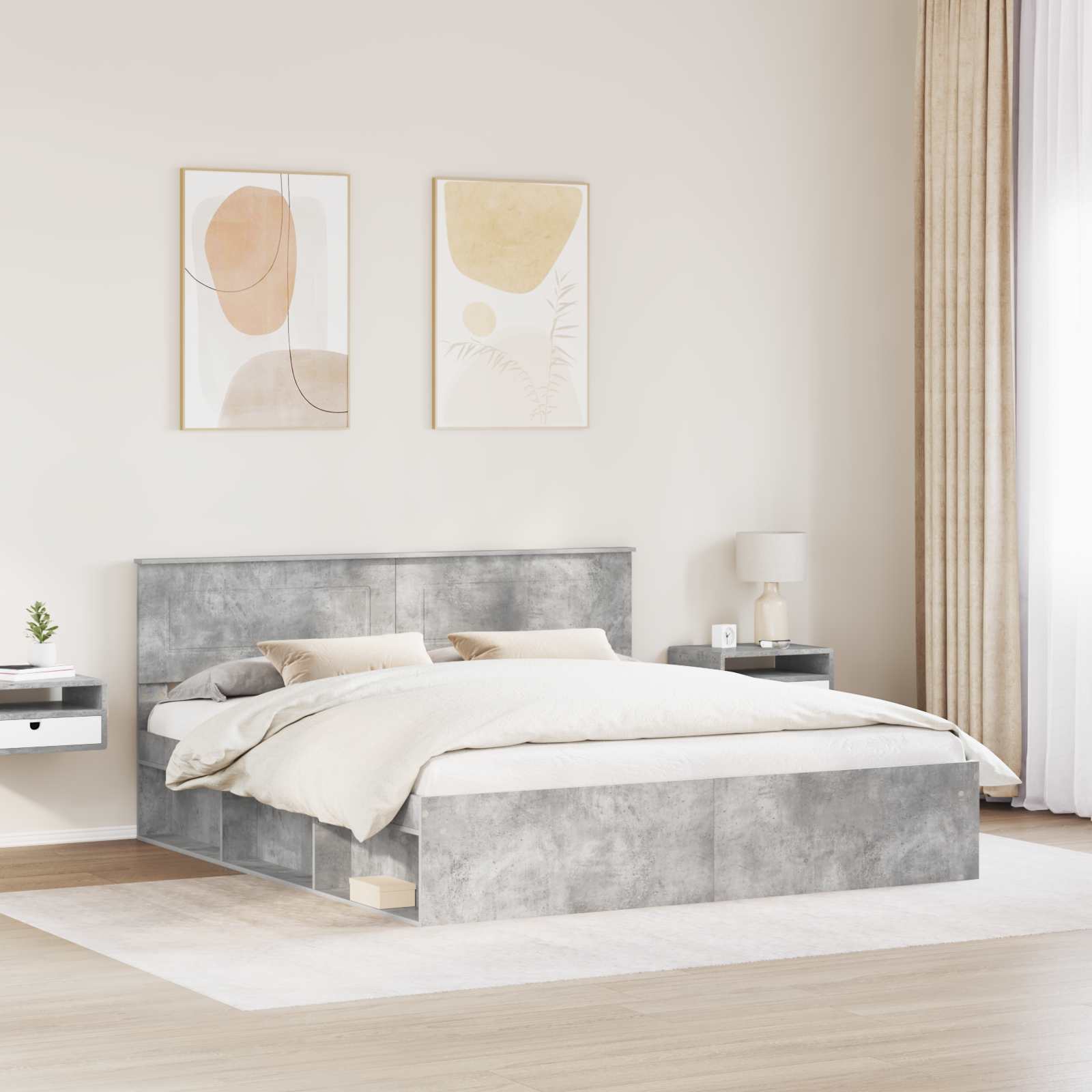 vidaXL Ramka łóżka Betonowy 180 x 200 cm Materiał drewnopochodny
