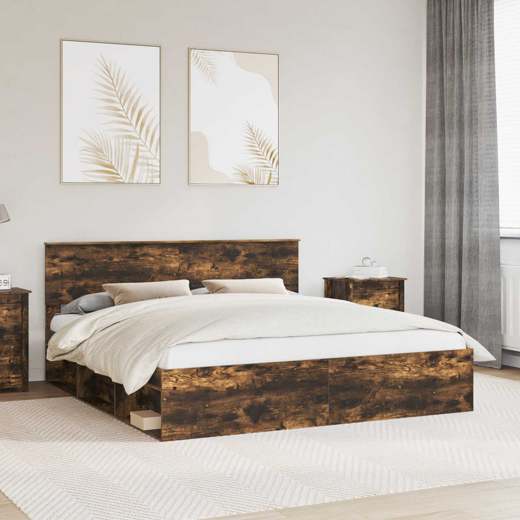 vidaXL Ramka łóżka Dąb wędzony 180 x 200 cm Materiał drewnopochodny