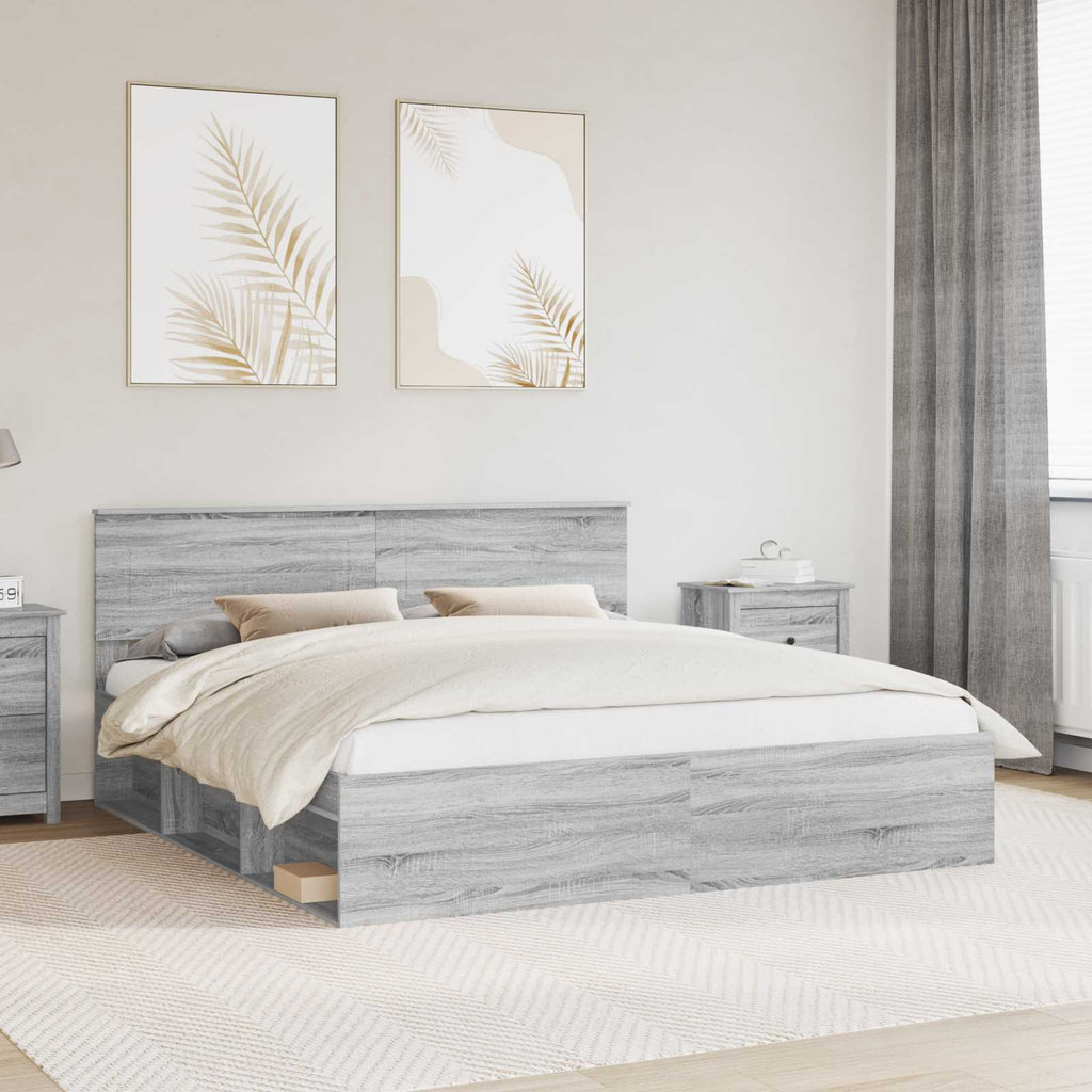 vidaXL Ramka łóżka Szary Sonoma 180 x 200 cm Materiał drewnopochodny