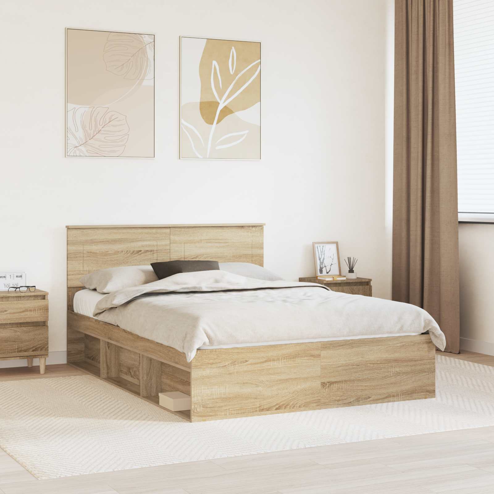 vidaXL Ramka łóżka Sonoma 160 x 200 cm Materiał drewnopochodny