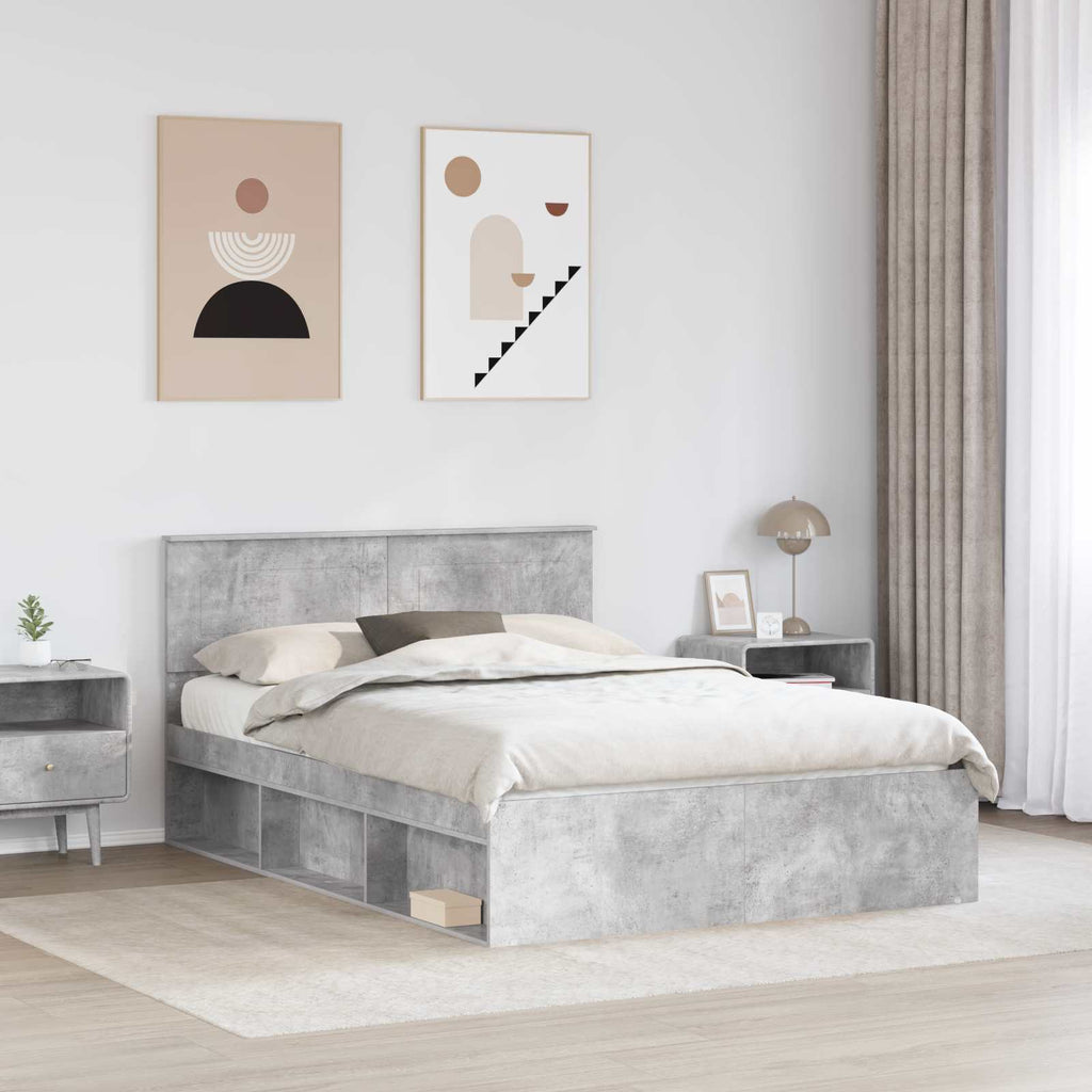 vidaXL Ramka łóżka Betonowy 160 x 200 cm Materiał drewnopochodny