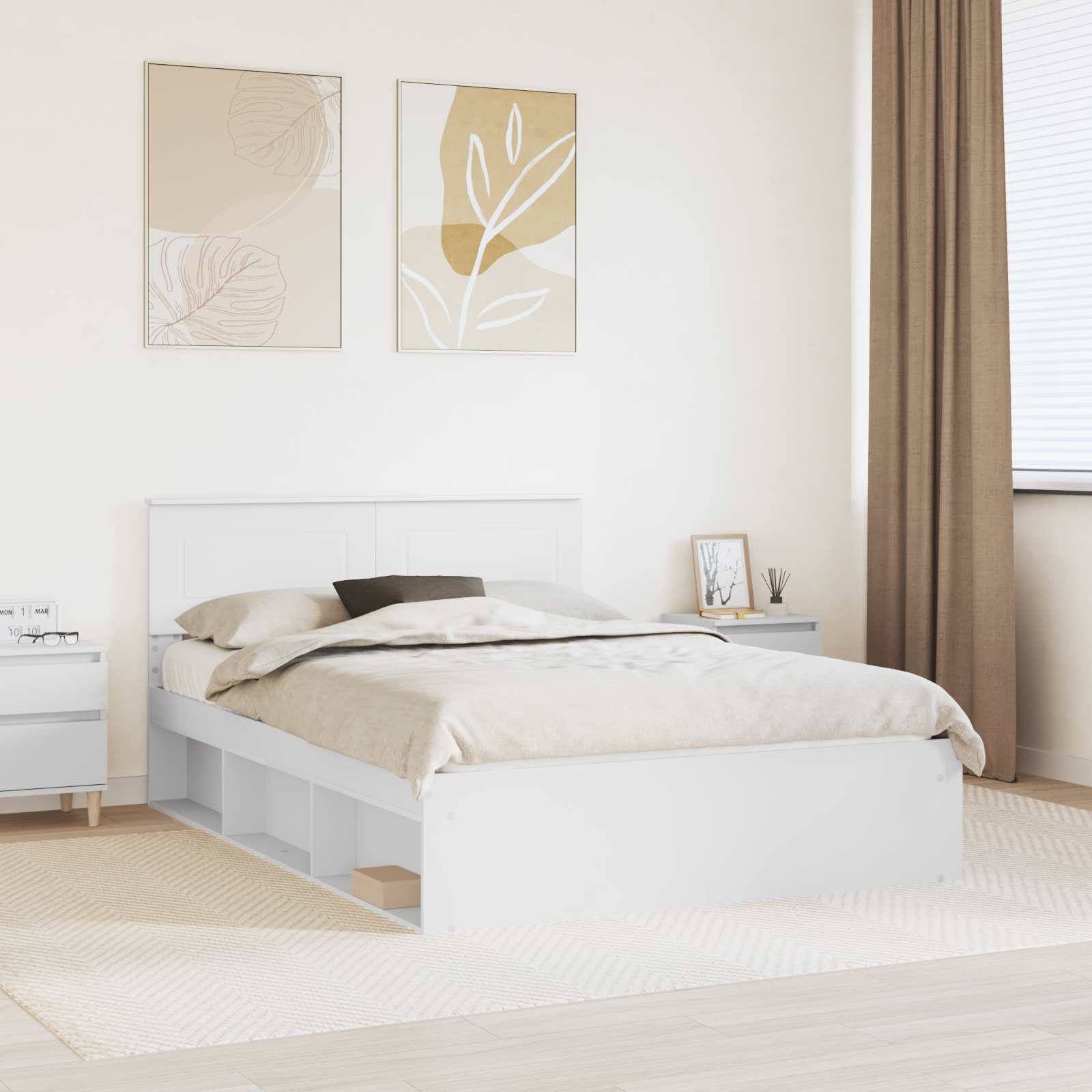 vidaXL Ramka łóżka Biały 140 x 190 cm Materiał drewnopochodny