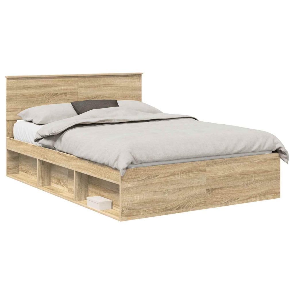 vidaXL Ramka łóżka Sonoma 140 x 190 cm Materiał drewnopochodny