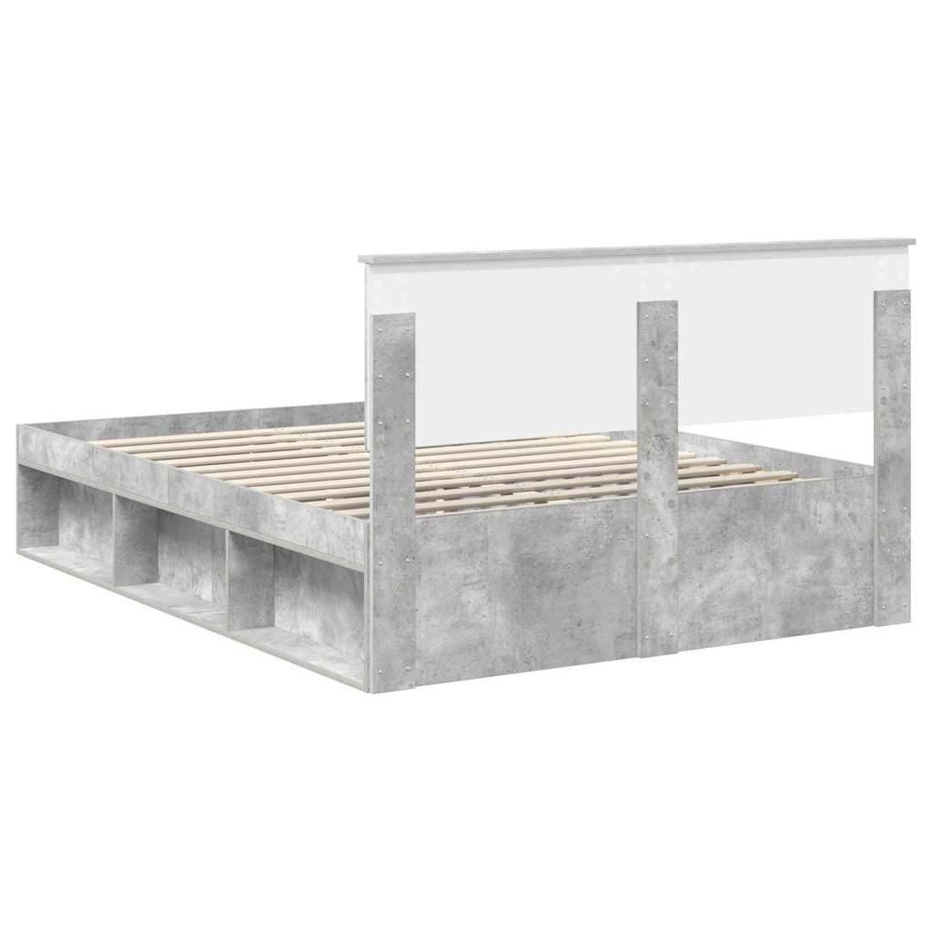 vidaXL Ramka łóżka Betonowy 140 x 190 cm Materiał drewnopochodny