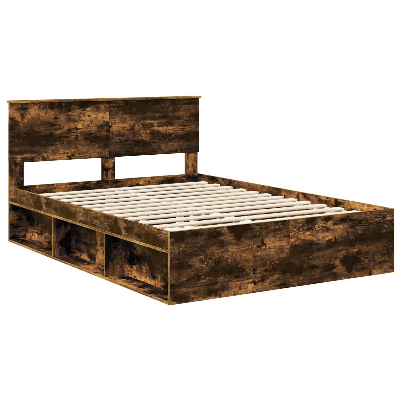 vidaXL Ramka łóżka Dąb wędzony 140 x 190 cm Materiał drewnopochodny