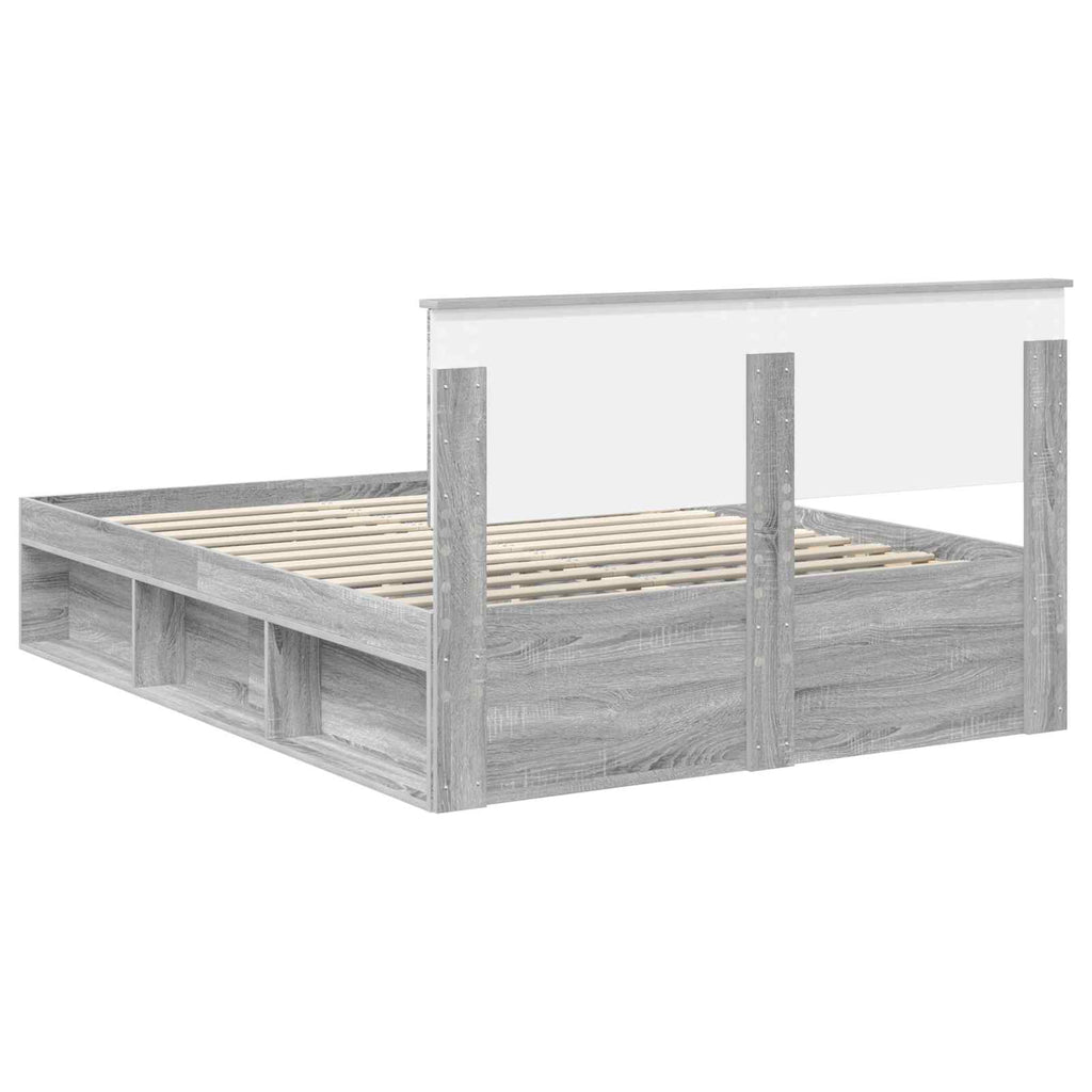 vidaXL Ramka łóżka Szary Sonoma 140 x 190 cm Materiał drewnopochodny