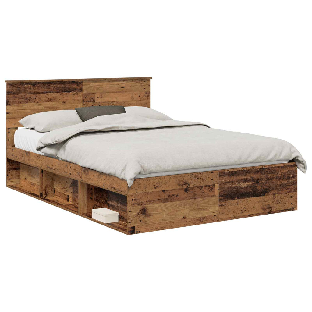 vidaXL Ramka łóżka Stare drewno 140 x 190 cm Materiał drewnopochodny