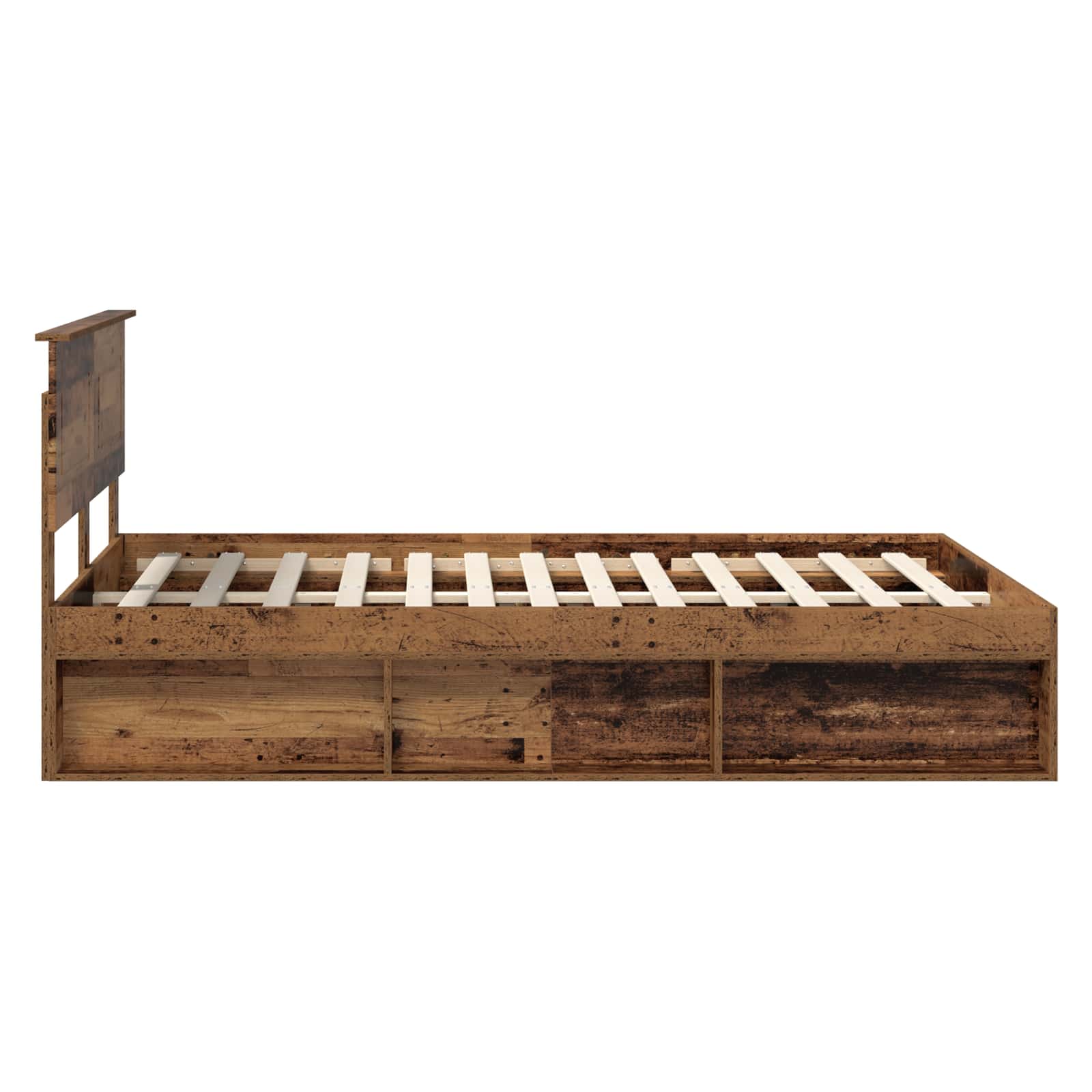 vidaXL Ramka łóżka Stare drewno 140 x 190 cm Materiał drewnopochodny