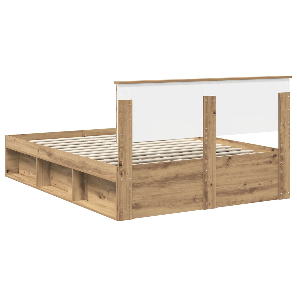 vidaXL Ramka łóżka Z zagłówkiem Dąb rzemieślniczy 140 x 190 cm