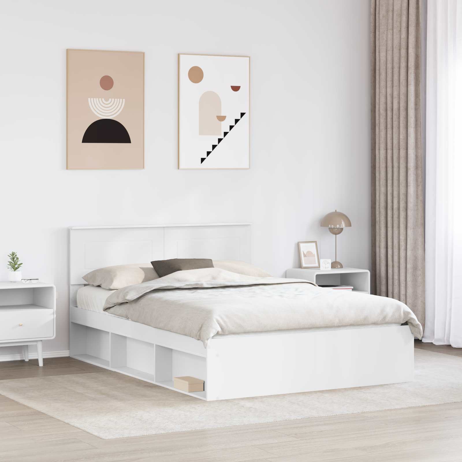 vidaXL Ramka łóżka Biały 140 x 200 cm Materiał drewnopochodny