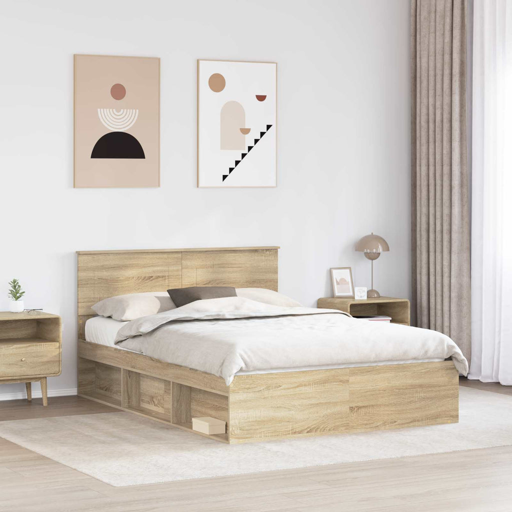 vidaXL Ramka łóżka Sonoma 140 x 200 cm Materiał drewnopochodny