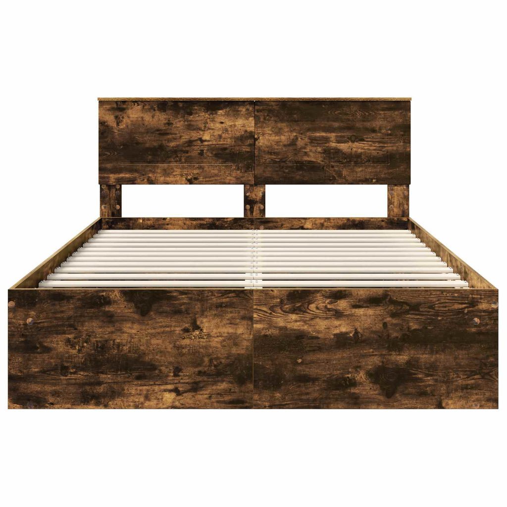 vidaXL Ramka łóżka Dąb wędzony 140 x 200 cm Materiał drewnopochodny