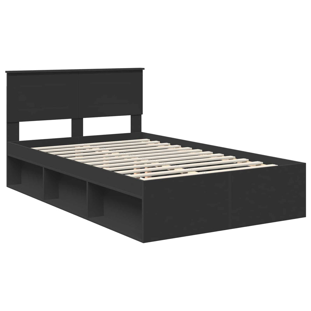 vidaXL Ramka łóżka Czarny 135 x 190 cm Materiał drewnopochodny
